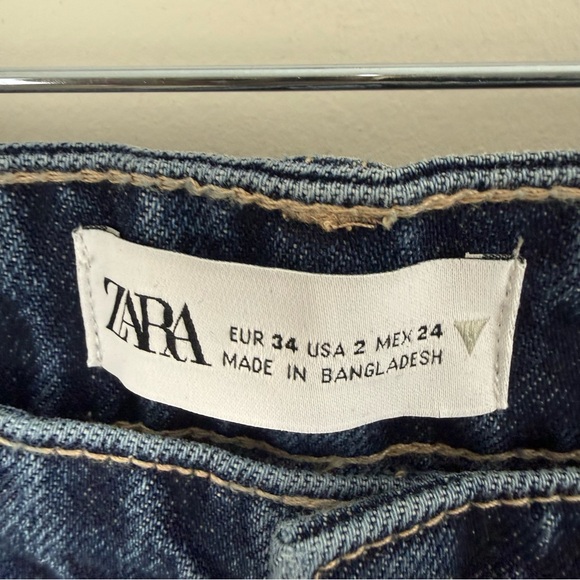 Zara Women Flare Leg Jeans Size 2 High Rise Dark Wash Festival Bohemian NWT - Picture 11 of 14